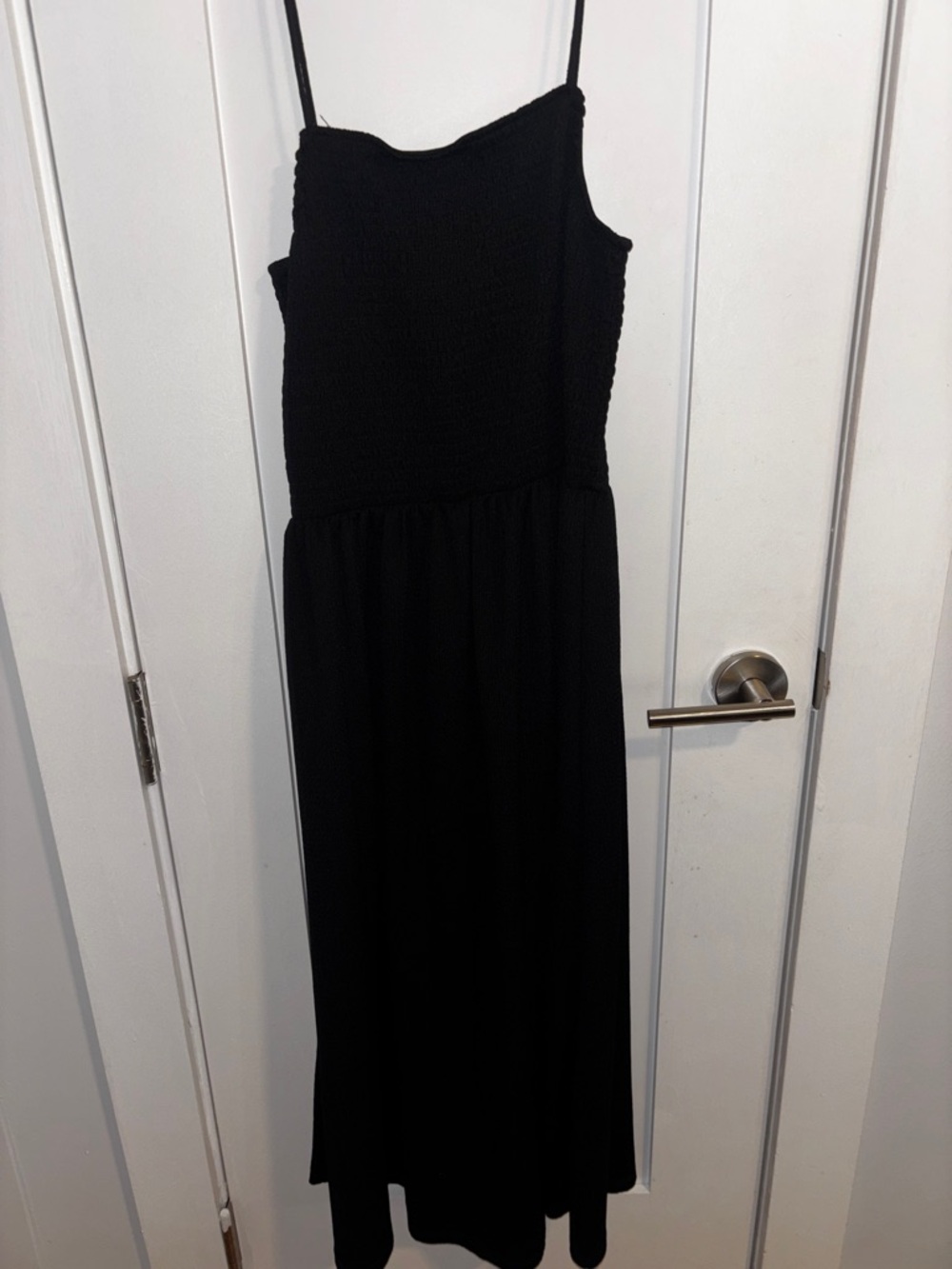 H&M Black Smocked Bodice Spaghetti Strap Maxi Dress